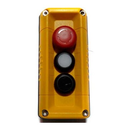 Springer Controls Co T.E.R., F71GY10020000001 VICTOR Wall Mount Control Station, Yellow, 3 Hole, E-Stop + 2 Function F71GY10020000001